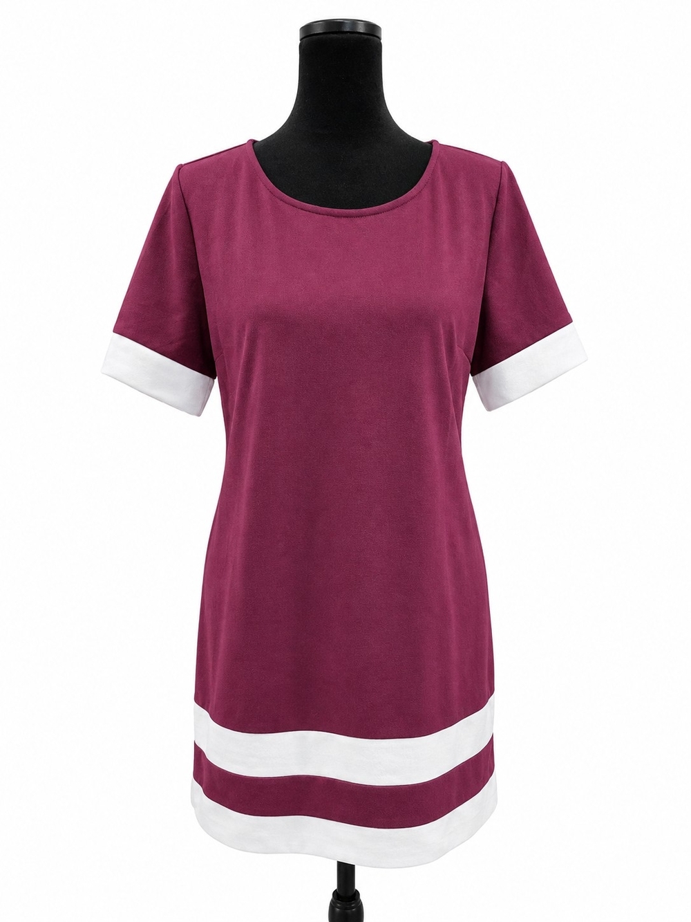 SHEIN Burgundy & White Striped T-Shirt Dress Size Medium